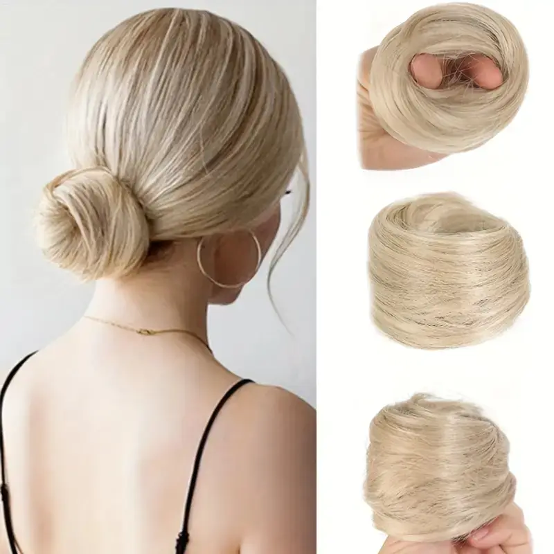 European and American Wig Bun Hair Tie Straight Hair Hair Ring Bun Wig Natural Fluffy Curly Hair Cross-Border Wig for Women - Image 13