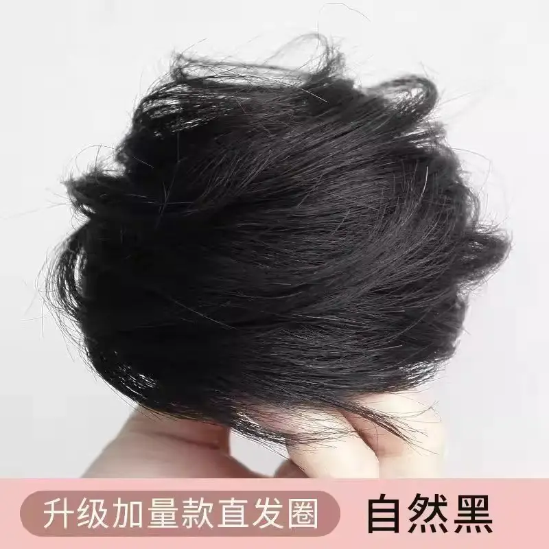 European and American Wig Bun Hair Tie Straight Hair Hair Ring Bun Wig Natural Fluffy Curly Hair Cross-Border Wig for Women - Image 2