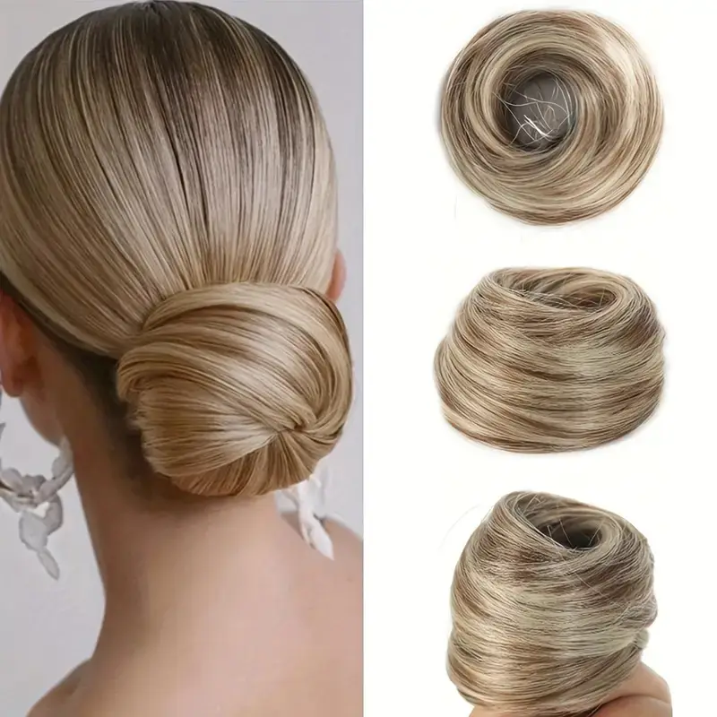 European and American Wig Bun Hair Tie Straight Hair Hair Ring Bun Wig Natural Fluffy Curly Hair Cross-Border Wig for Women - Image 4