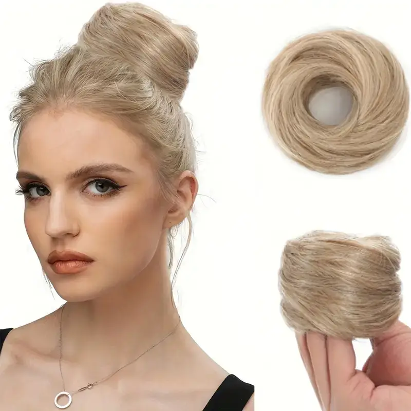 European and American Wig Bun Hair Tie Straight Hair Hair Ring Bun Wig Natural Fluffy Curly Hair Cross-Border Wig for Women - Image 5