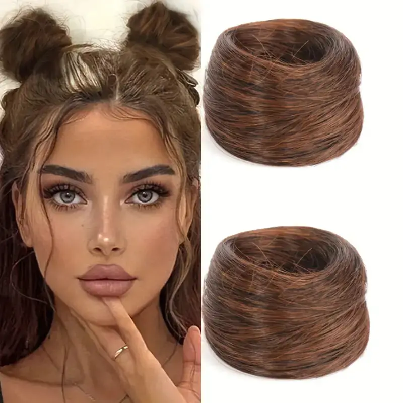 European and American Wig Bun Hair Tie Straight Hair Hair Ring Bun Wig Natural Fluffy Curly Hair Cross-Border Wig for Women - Image 7
