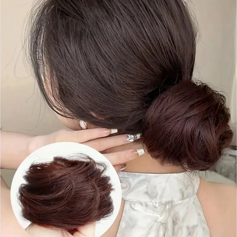 European and American Wig Bun Hair Tie Straight Hair Hair Ring Bun Wig Natural Fluffy Curly Hair Cross-Border Wig for Women - Image 8