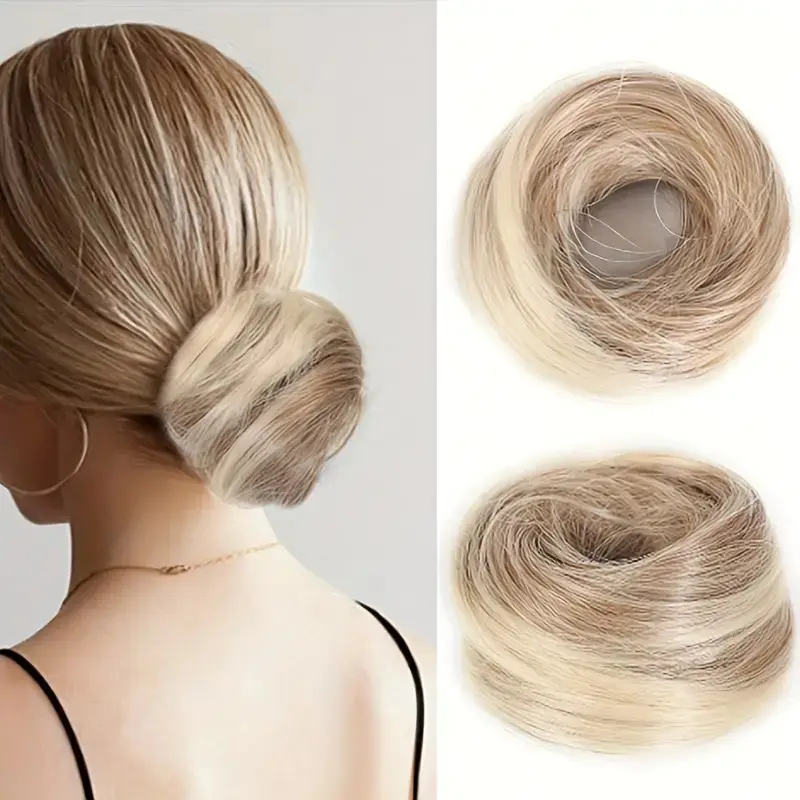 European and American Wig Bun Hair Tie Straight Hair Hair Ring Bun Wig Natural Fluffy Curly Hair Cross-Border Wig for Women - Image 9