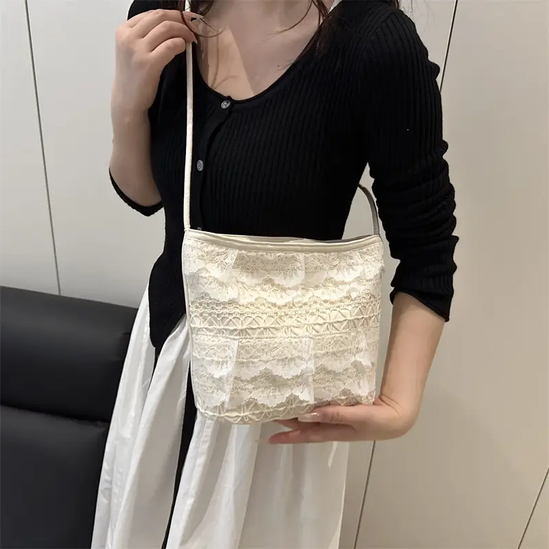 Crossbody Women's Lace Bag with Teddy Bear - Image 5