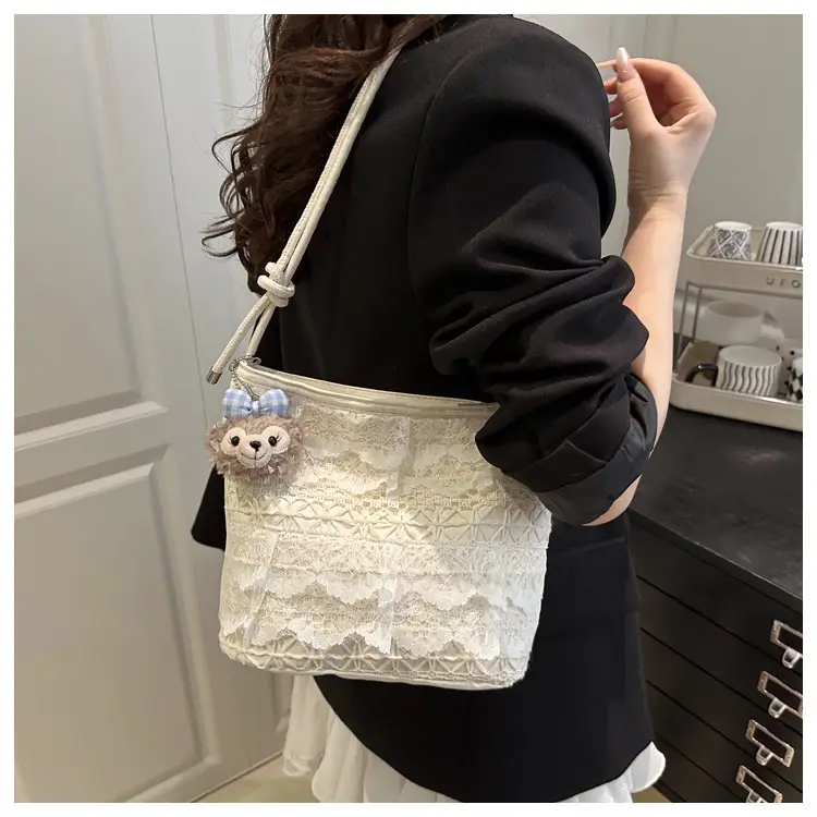 Crossbody Women's Lace Bag with Teddy Bear — feature 12