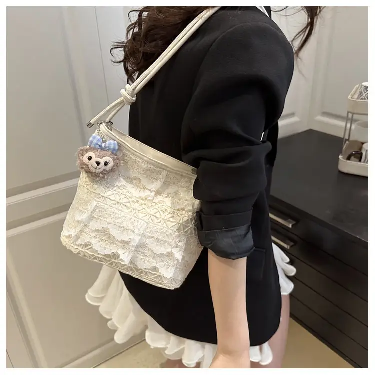 Crossbody Women's Lace Bag with Teddy Bear — feature 14