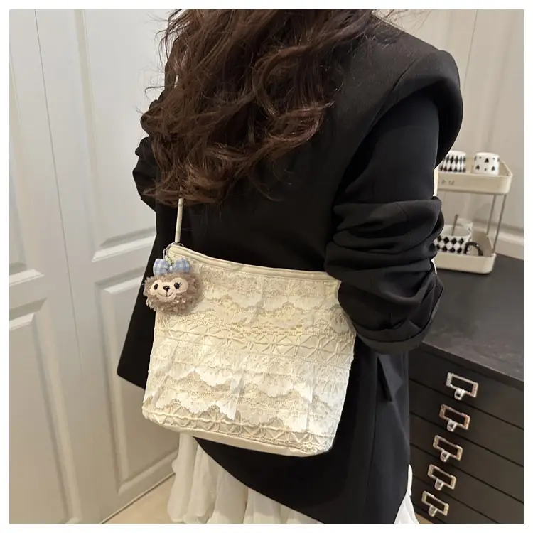 Crossbody Women's Lace Bag with Teddy Bear — feature 17