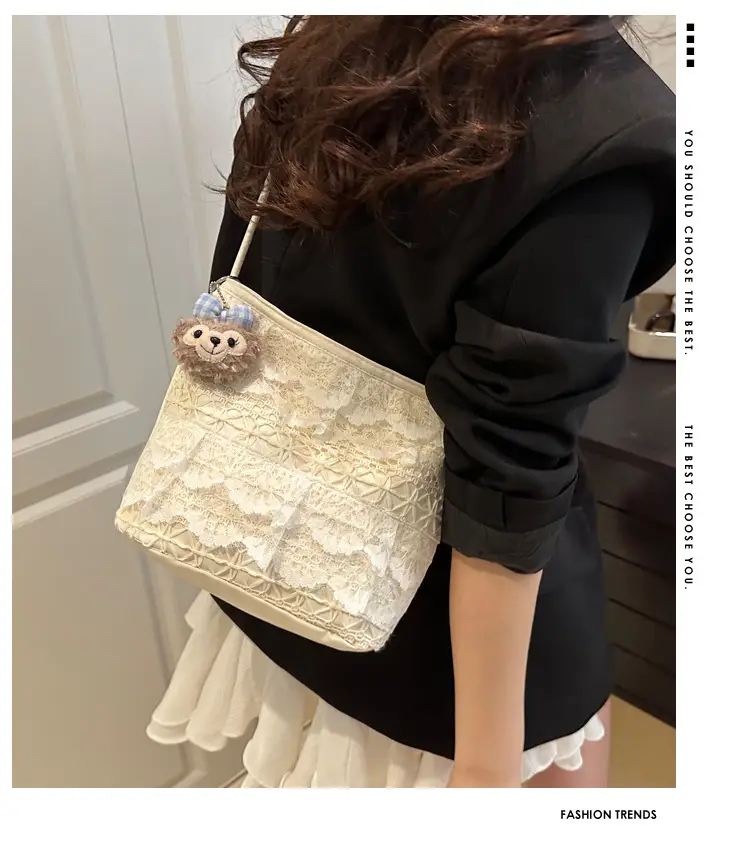 Crossbody Women's Lace Bag with Teddy Bear — feature 2