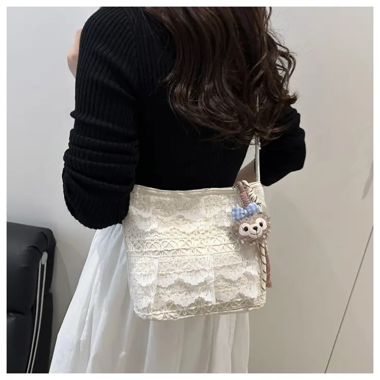 Crossbody Women's Lace Bag with Teddy Bear — feature 23