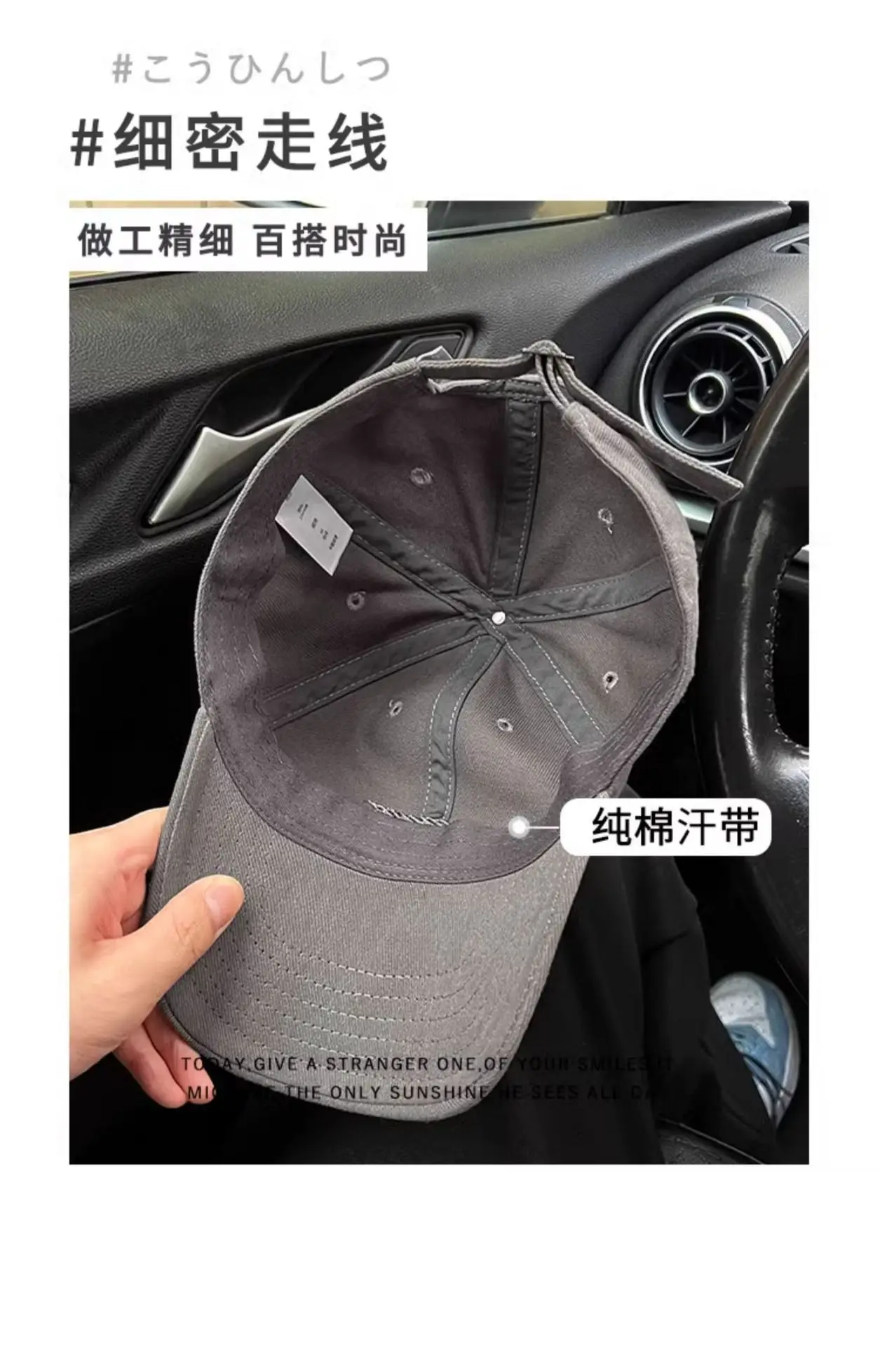 Women's Black Wash & Brush Baseball Cap Large Head — feature 24