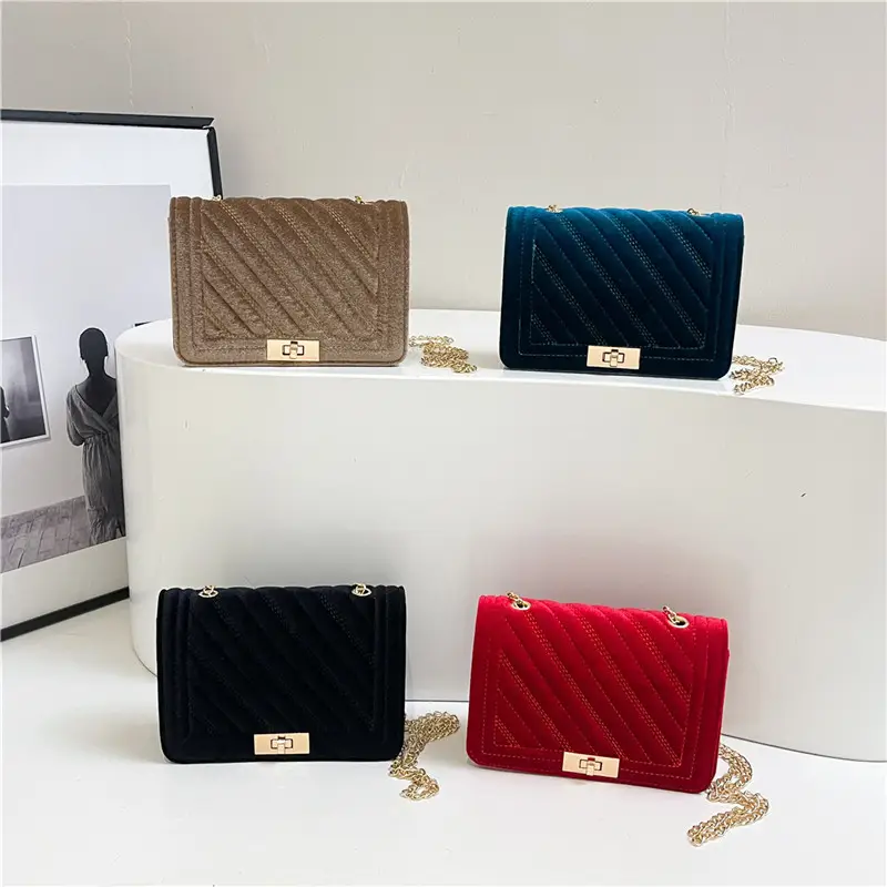 Gold Embroidered Chain Crossbody Bag for Women - Image 6