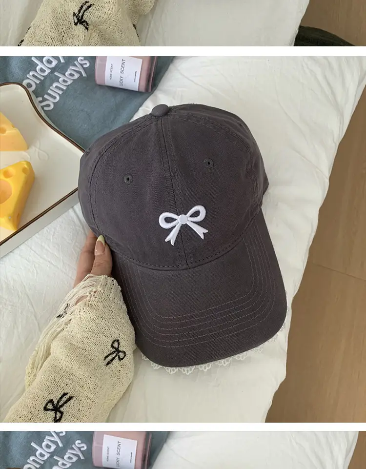 Pink Bow Baseball Cap for Women with Wide Brim — feature 12