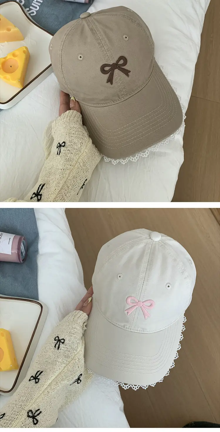 Pink Bow Baseball Cap for Women with Wide Brim — feature 15