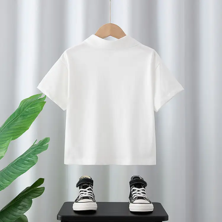 Boys Korean Style White Polo T-Shirt Short Sleeve - Image 3