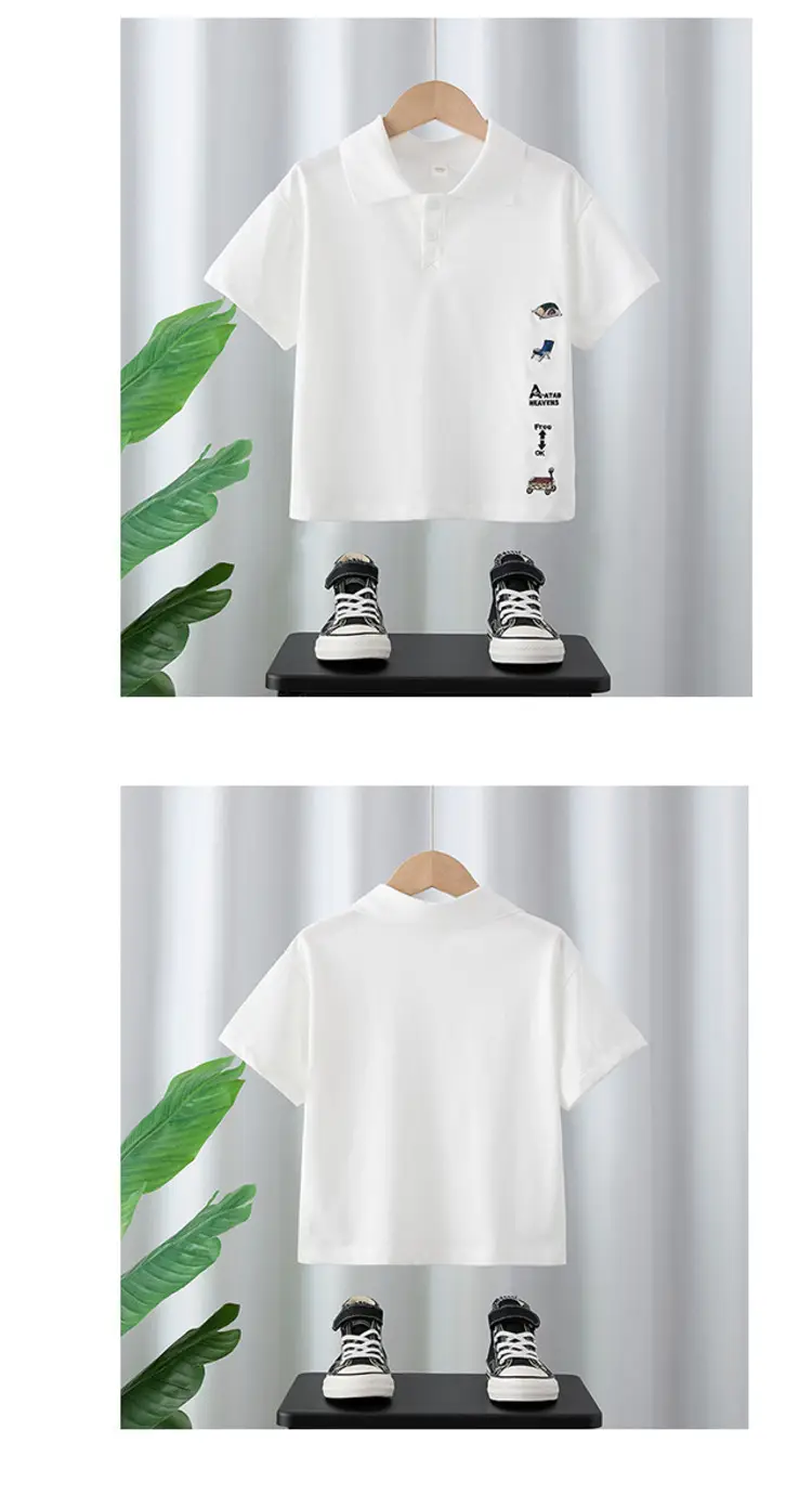 Boys Korean Style White Polo T-Shirt Short Sleeve — feature 8