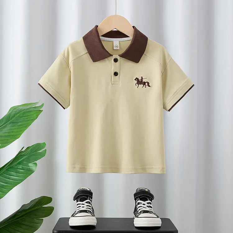 Boys' Black Polo Shirt with Pony Embroidery Medium to XL - Image 6