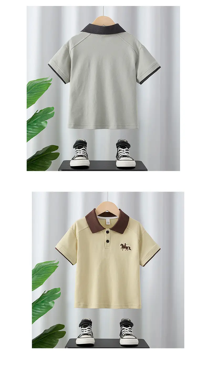 Boys' Black Polo Shirt with Pony Embroidery Medium to XL — feature 14