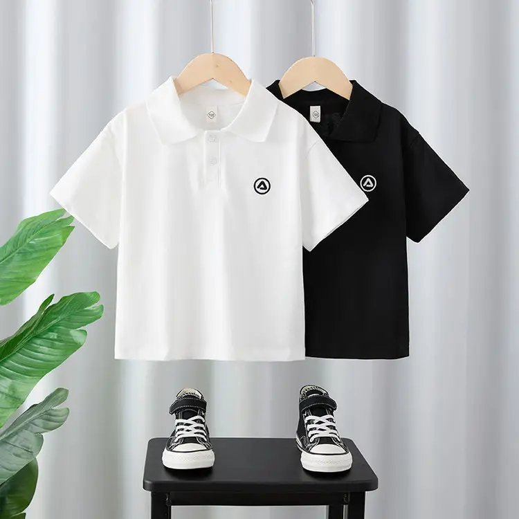 Boys 2025 Black Graphic T-Shirt Half Sleeve Polo Top - Image 4