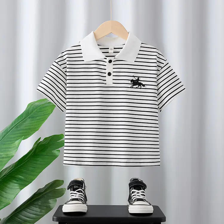 Boy Striped Polo T-Shirt 2025 Summer Wear - Image 4