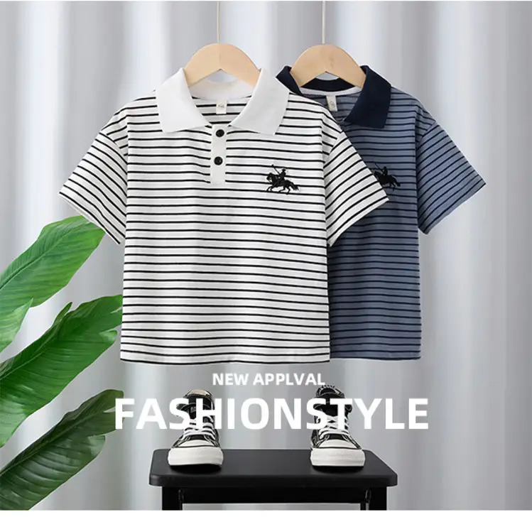 Boy Striped Polo T-Shirt 2025 Summer Wear — feature 1