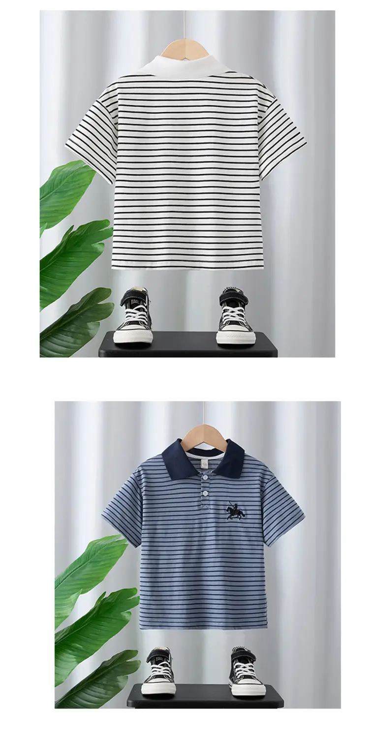 Boy Striped Polo T-Shirt 2025 Summer Wear — feature 11