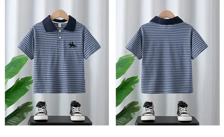 Boy Striped Polo T-Shirt 2025 Summer Wear — feature 3