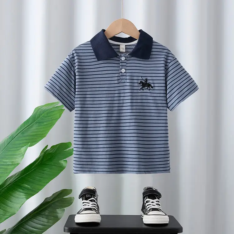 Boy Striped Polo T-Shirt 2025 Summer Wear - Image 2