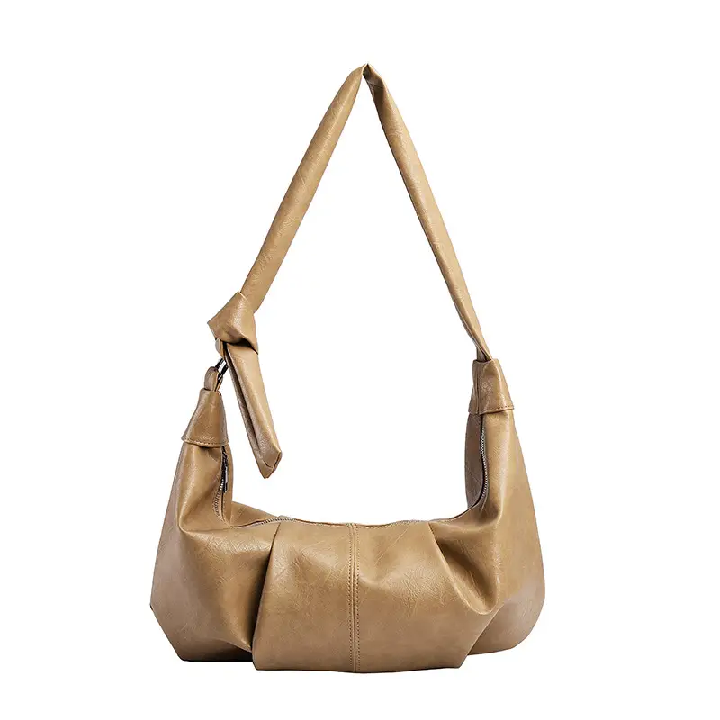Korean Style Pleated Bag Large Capacity Beige - Image 8