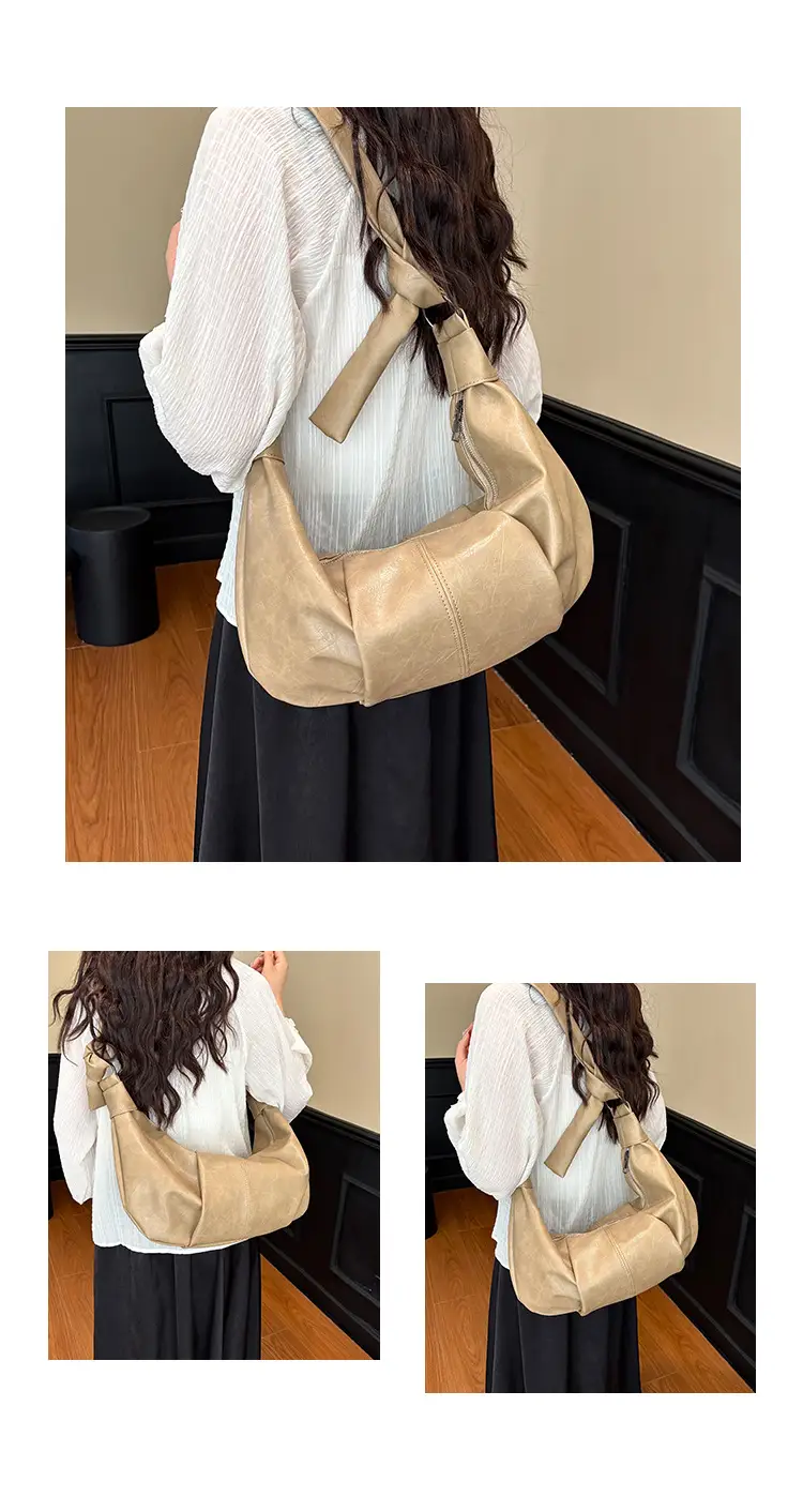 Korean Style Pleated Bag Large Capacity Beige — feature 23