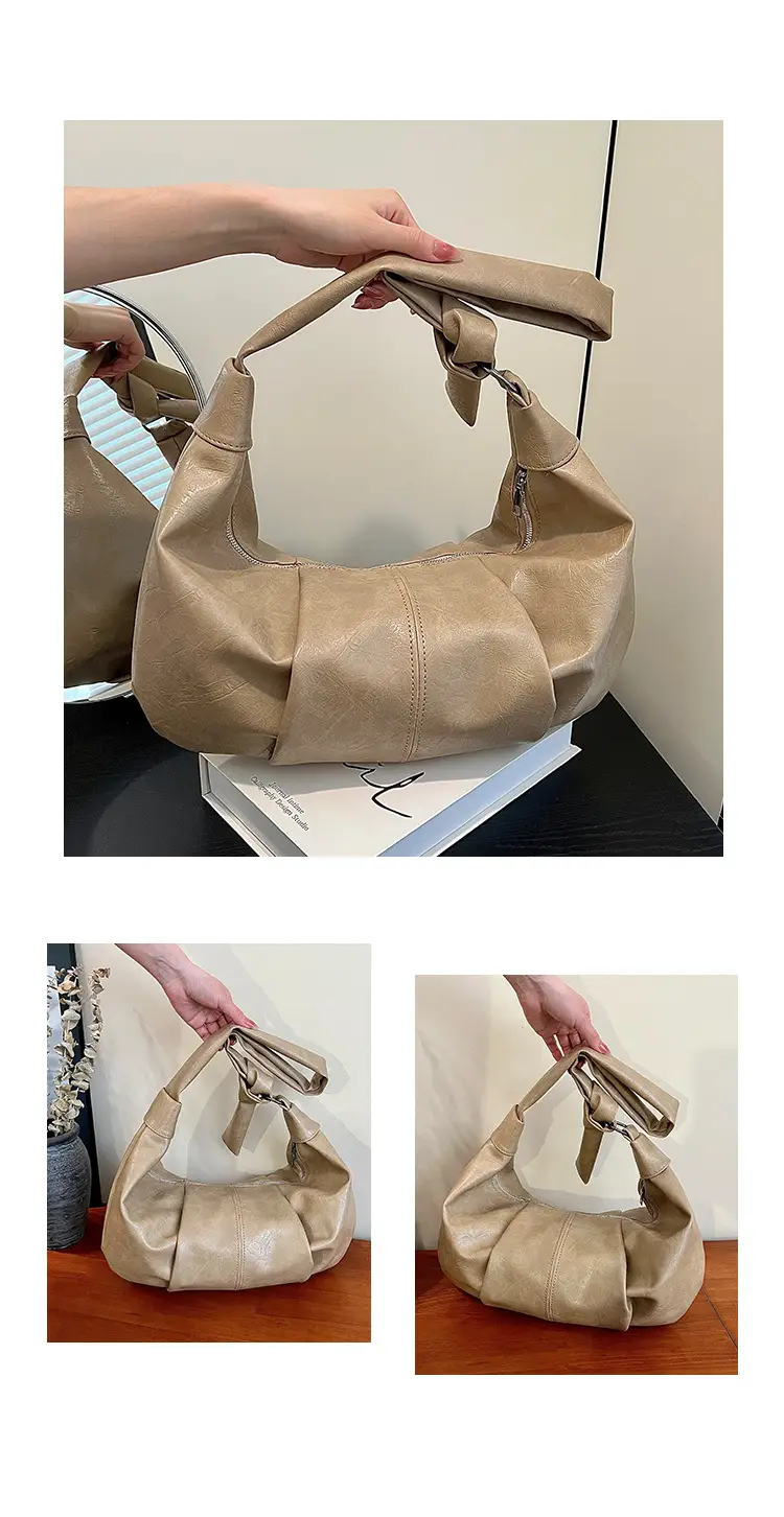 Korean Style Pleated Bag Large Capacity Beige — feature 27