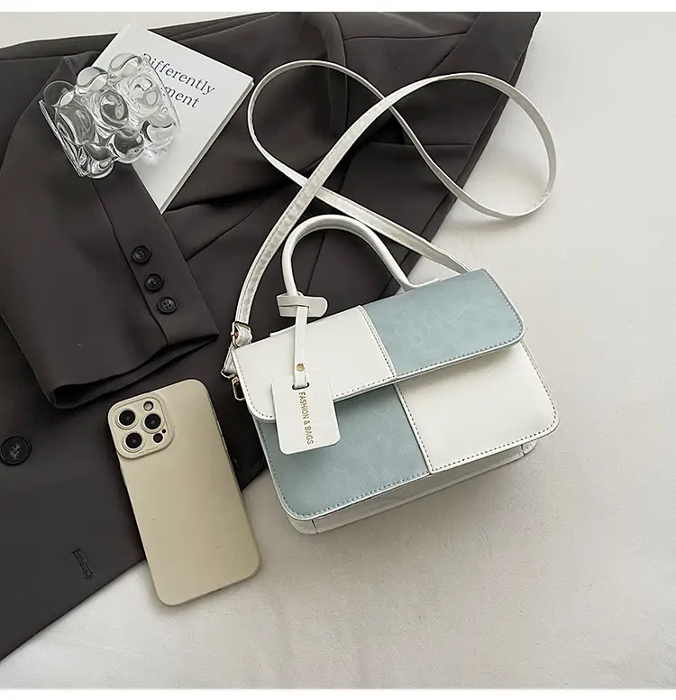 Women's Small Square Handbag White Black Leather Tote 2026 — feature 14
