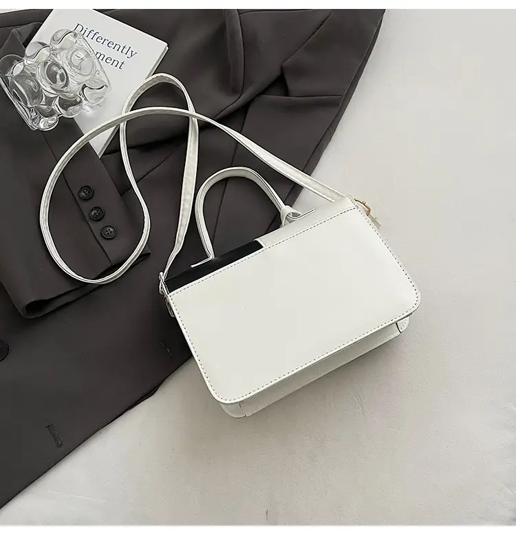 Women's Small Square Handbag White Black Leather Tote 2026 — feature 18