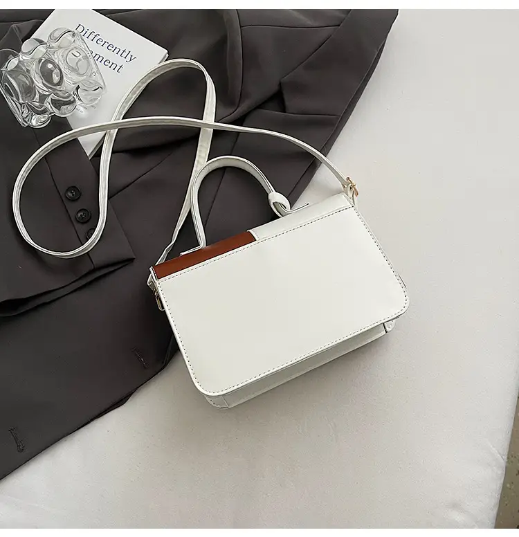 Women's Small Square Handbag White Black Leather Tote 2026 — feature 21