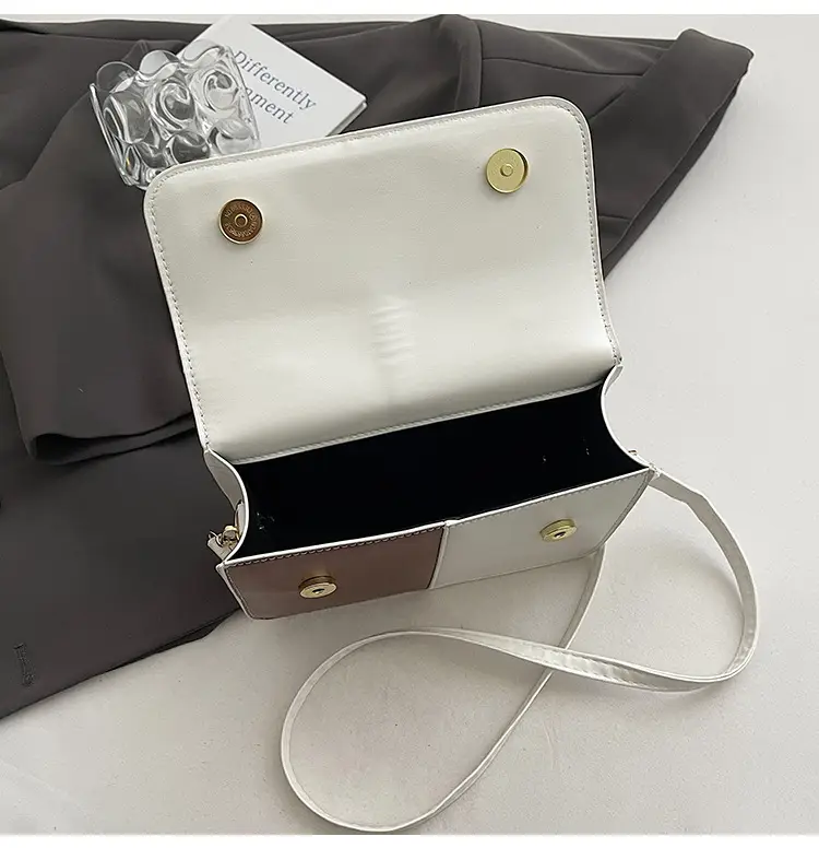 Women's Small Square Handbag White Black Leather Tote 2026 — feature 22