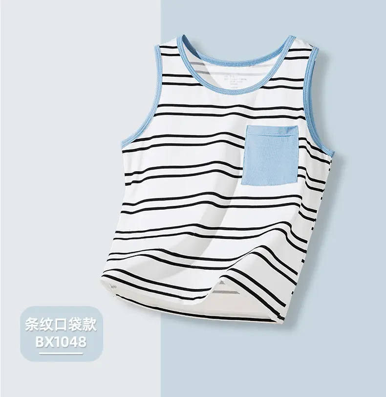 Children's Vest Boy's Medium Large Summer 10A Antibacterial Sleeveless T-Shirt — feature 18