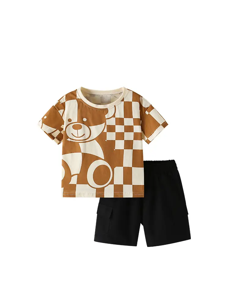 Black Crossbody T-Shirt for Boys Summer Casual Two-Piece Set - Image 6