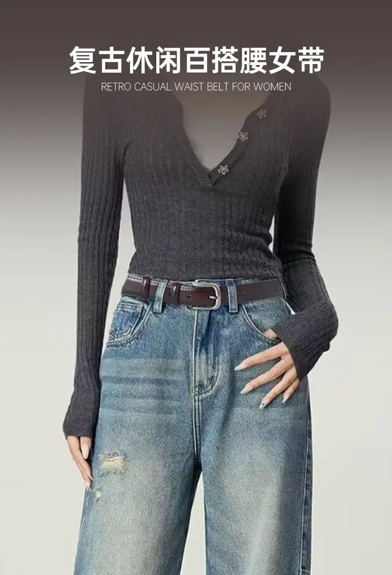 Women Genuine Leather Belt Retro Casual Wholesale — feature 1