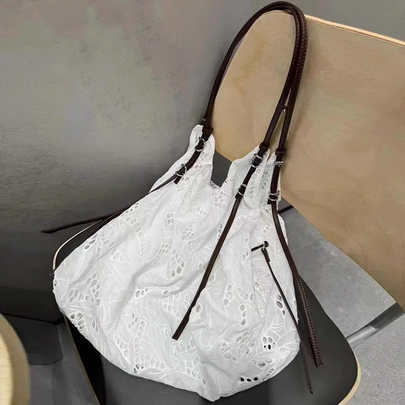 White Embroidered Shoulder Bag for Women — feature 14