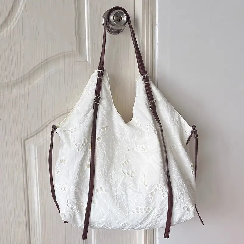 White Embroidered Shoulder Bag for Women — feature 15
