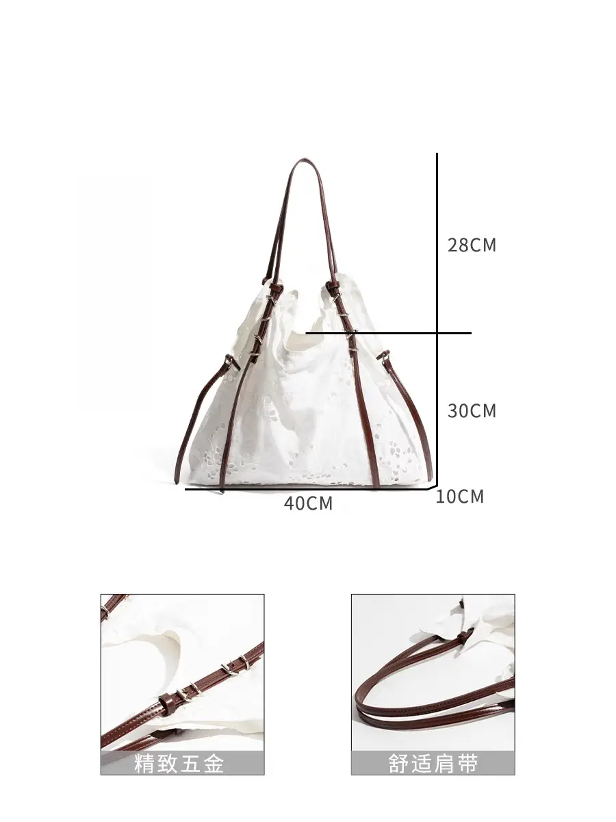 White Embroidered Shoulder Bag for Women — feature 9