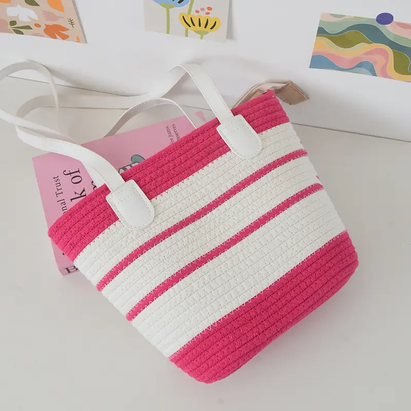 Women's Striped Straw Shoulder Bag Large Capacity — feature 10