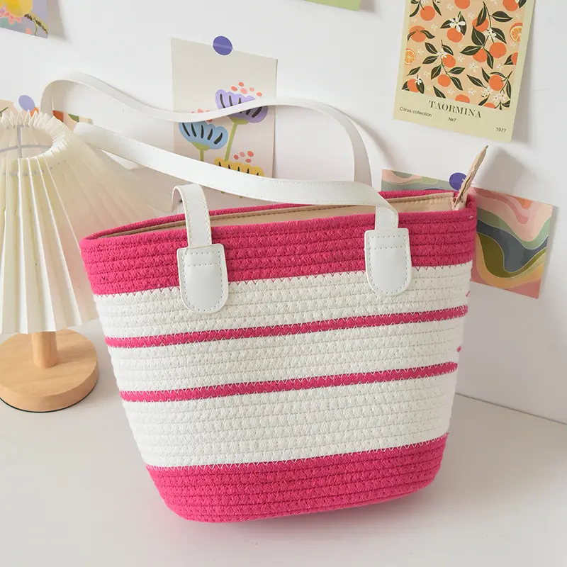 Women's Striped Straw Shoulder Bag Large Capacity — feature 13