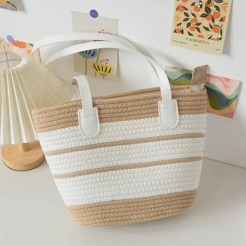 Women's Striped Straw Shoulder Bag Large Capacity — feature 14