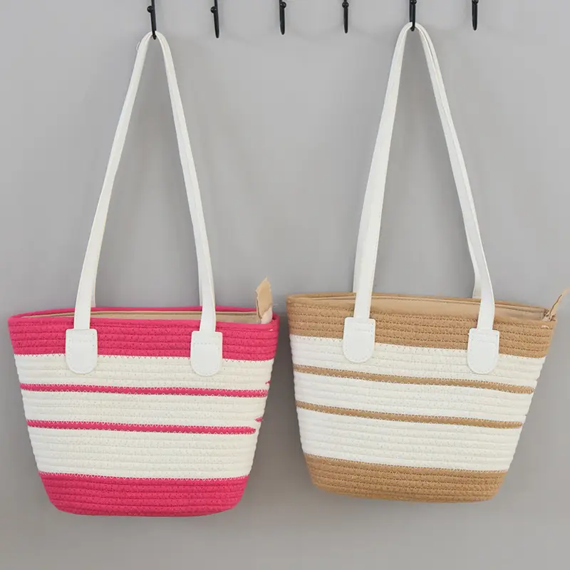 Women's Striped Straw Shoulder Bag Large Capacity — feature 9