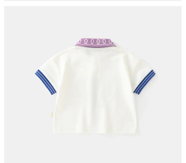 Baby Cotton Short Sleeve Top White Blue Stripes — feature 18