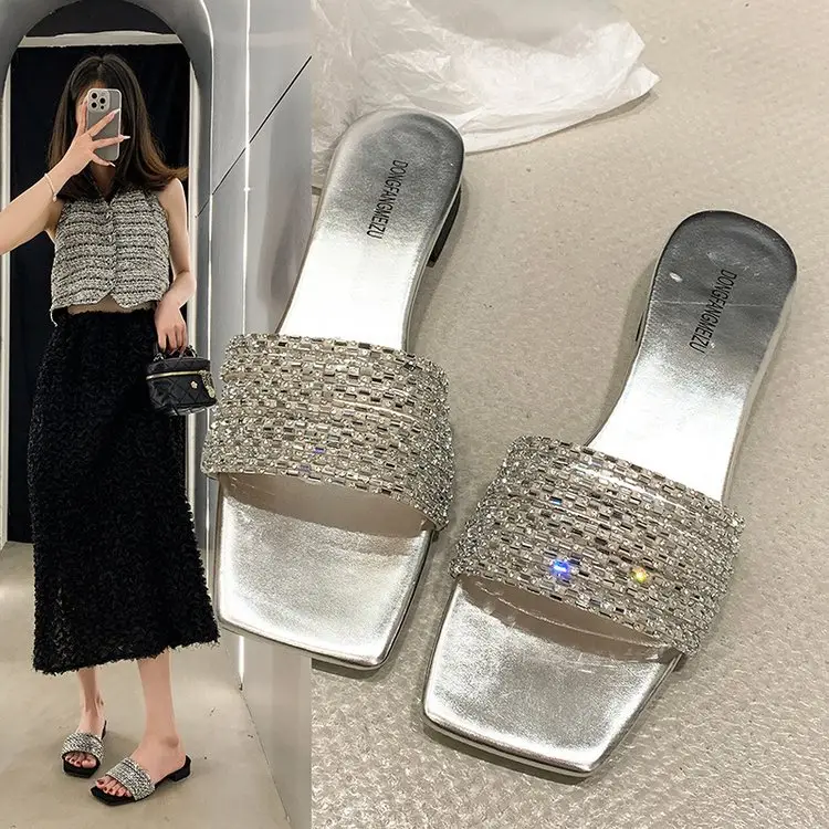 Women Rhinestone French Fairy Slippers Summer