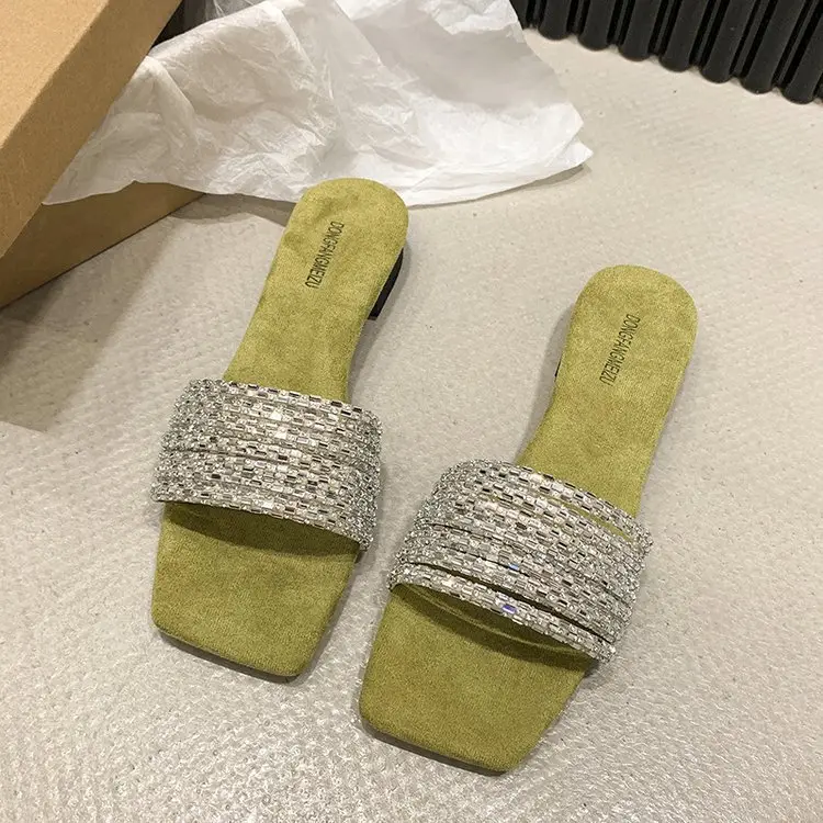 Women Rhinestone French Fairy Slippers Summer