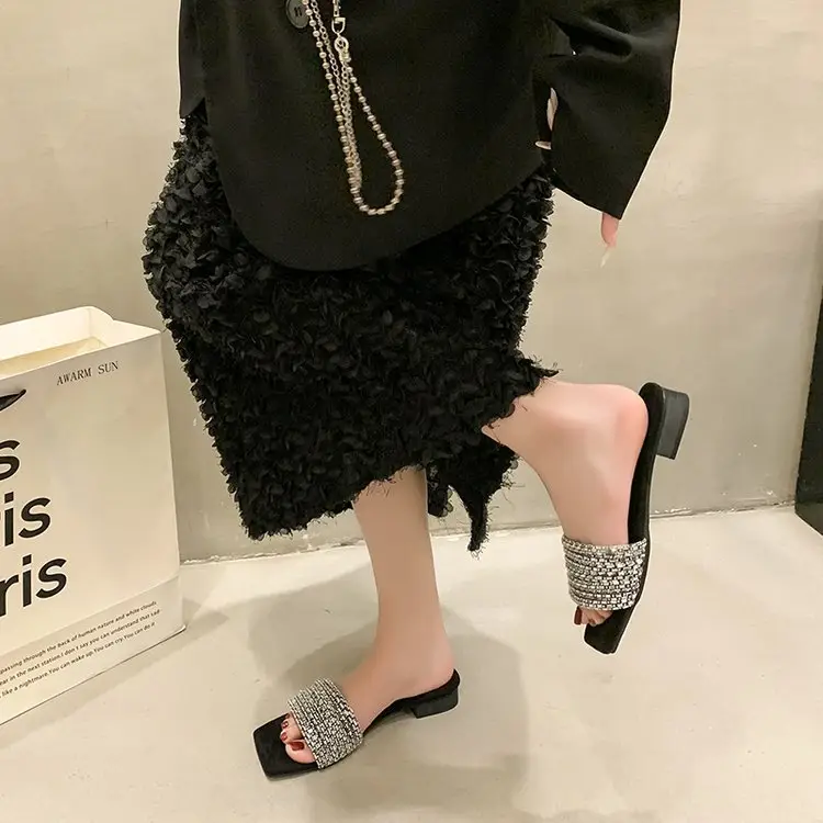 Women Rhinestone French Fairy Slippers Summer