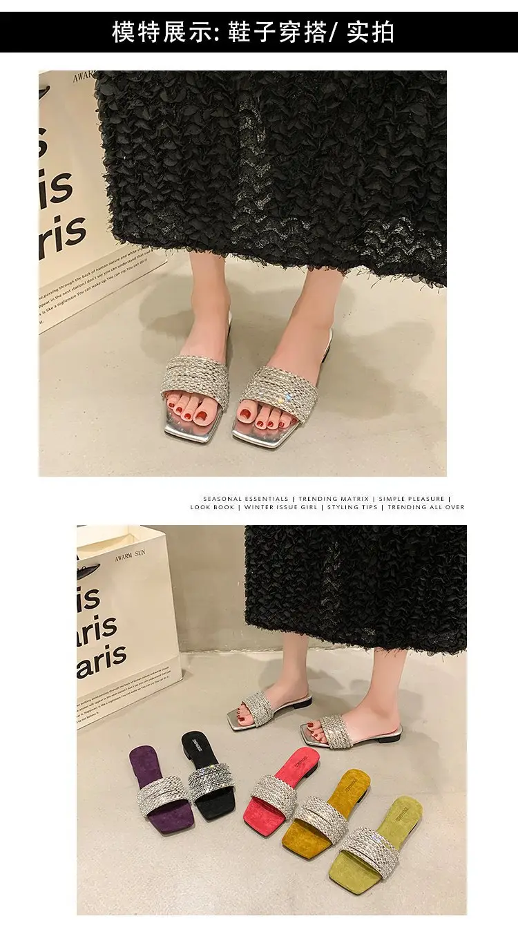 Women Rhinestone French Fairy Slippers Summer — feature 10