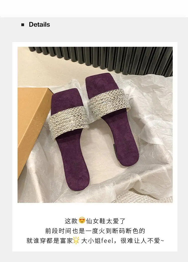 Women Rhinestone French Fairy Slippers Summer — feature 5
